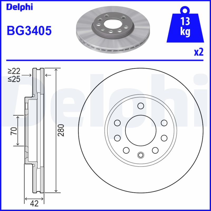 DELPHI Első féktárcsa BG3405_DEL