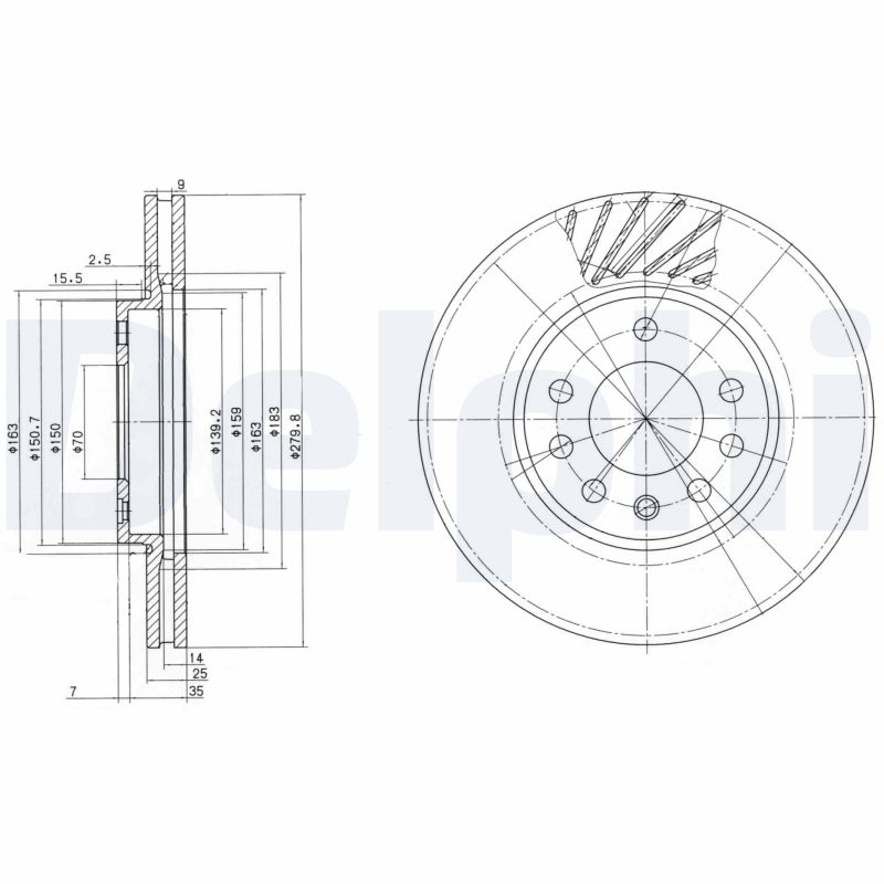 DELPHI Első féktárcsa BG3405C_DEL