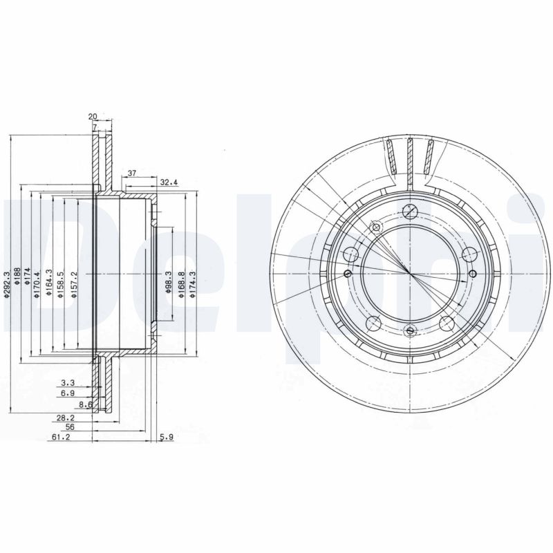 DELPHI Hátsó féktárcsa BG3410_DEL