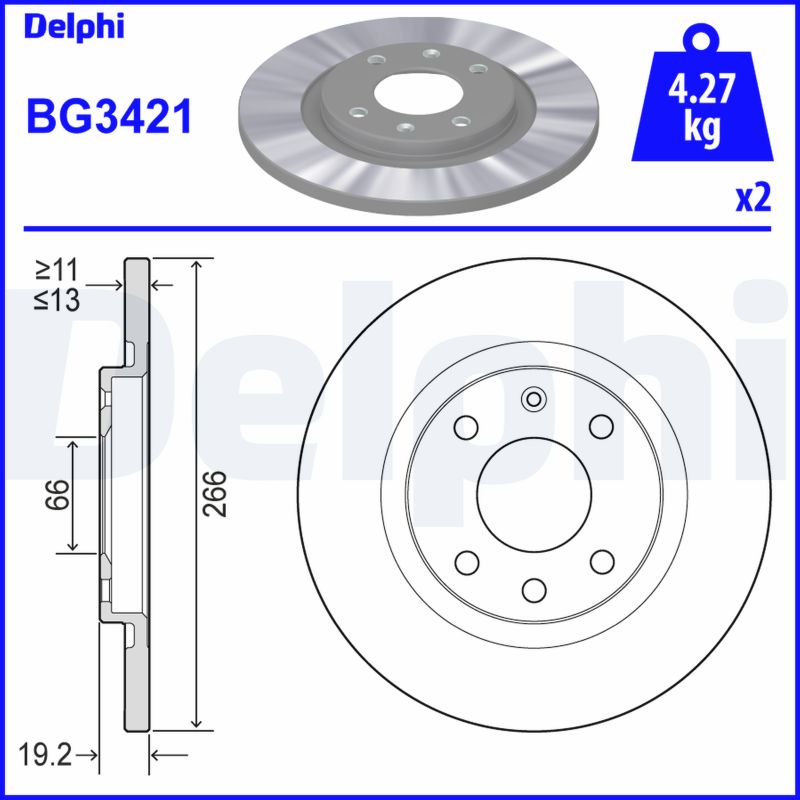 DELPHI Első féktárcsa BG3421_DEL