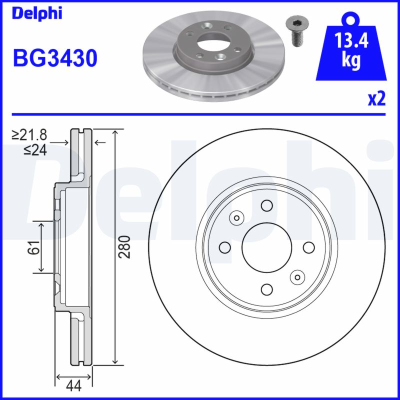 DELPHI Első féktárcsa BG3430_DEL