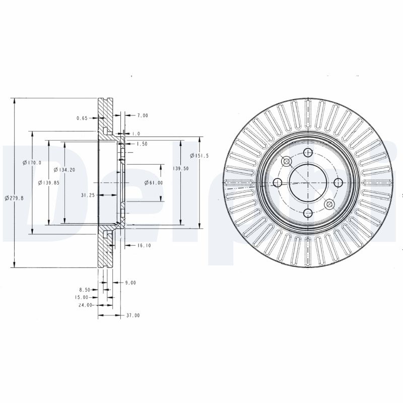 DELPHI BG3430C_DEL Első féktárcsa