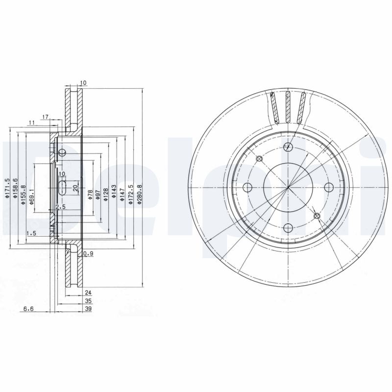 DELPHI Első féktárcsa BG3501_DEL