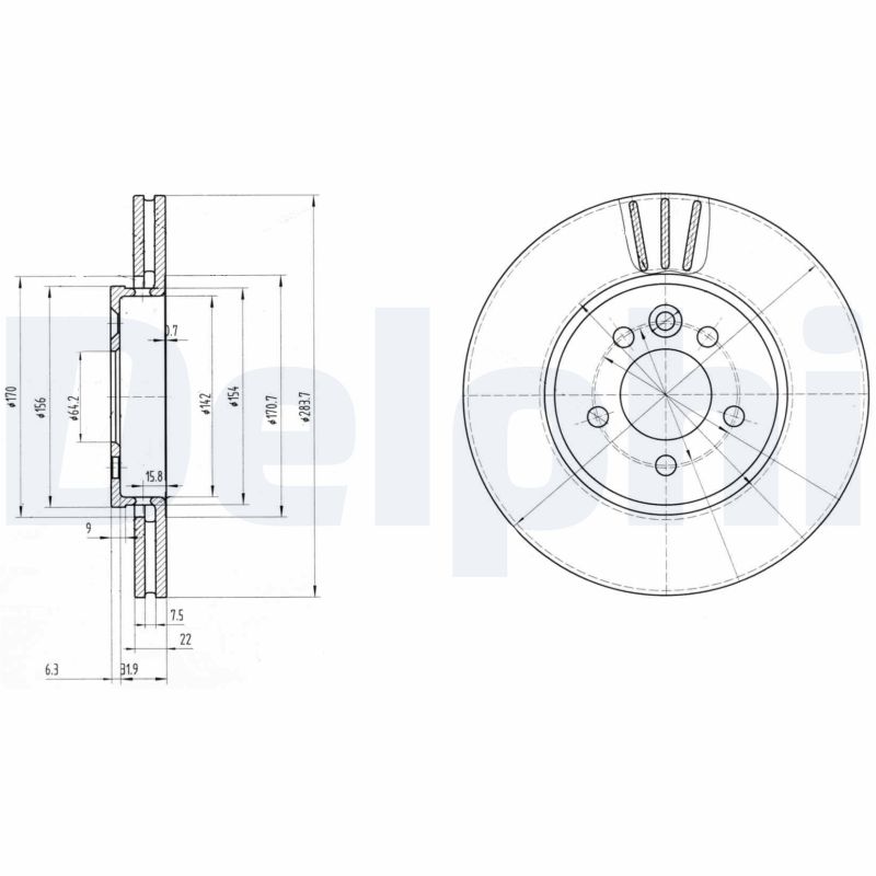 DELPHI Első féktárcsa BG3503_DEL