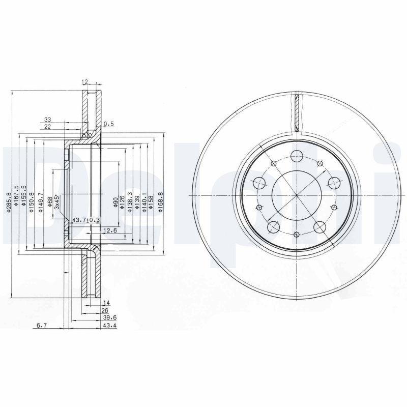 DELPHI Első féktárcsa BG3513C_DEL