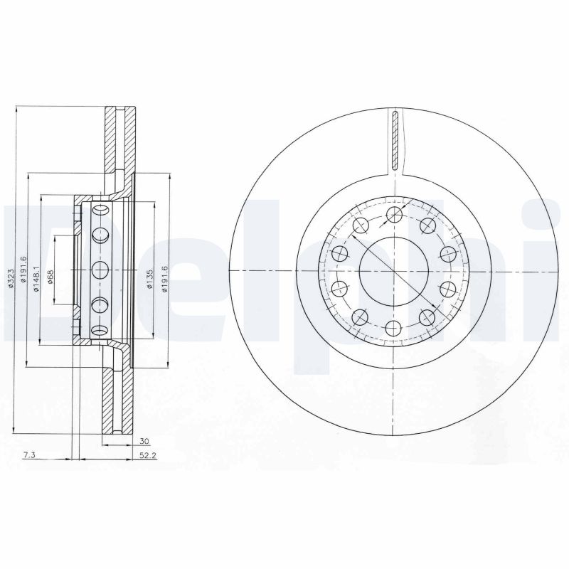 DELPHI Első féktárcsa BG3524_DEL