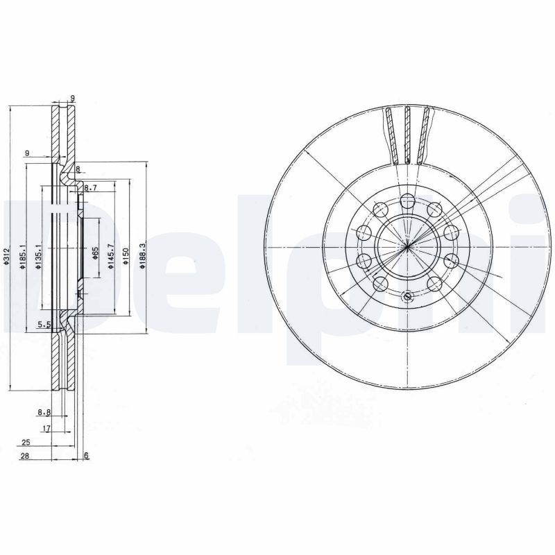 DELPHI Első féktárcsa BG3528_DEL