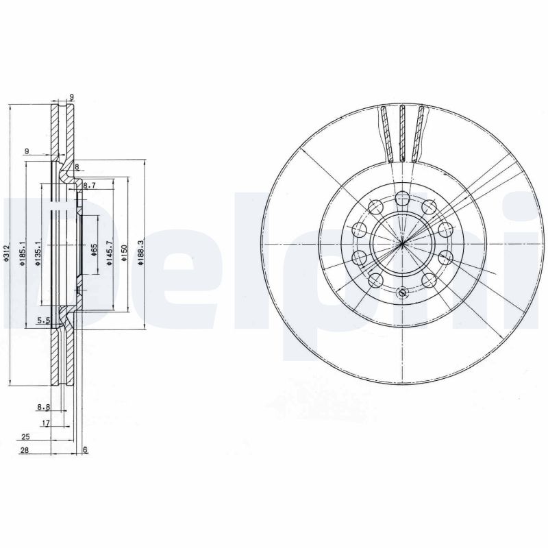 DELPHI Első féktárcsa BG3528C_DEL