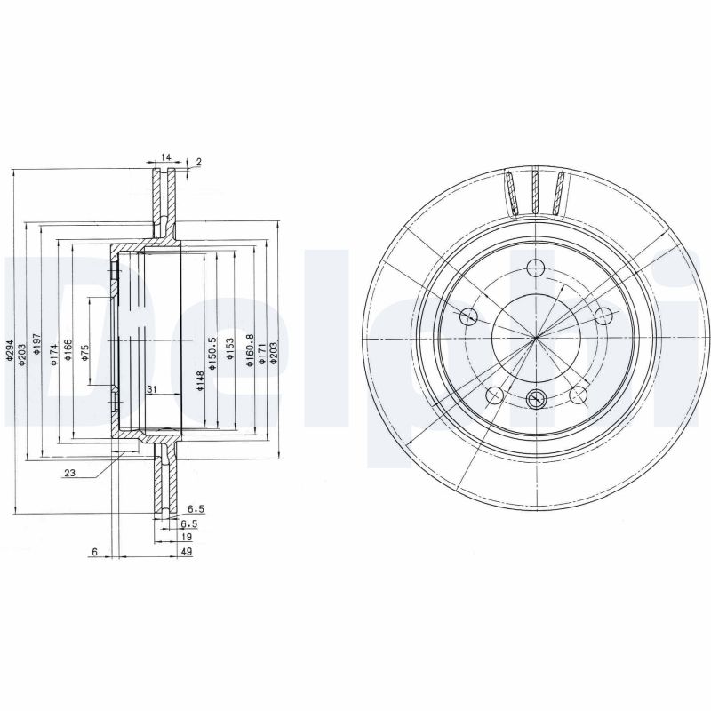 DELPHI Hátsó féktárcsa BG3530_DEL