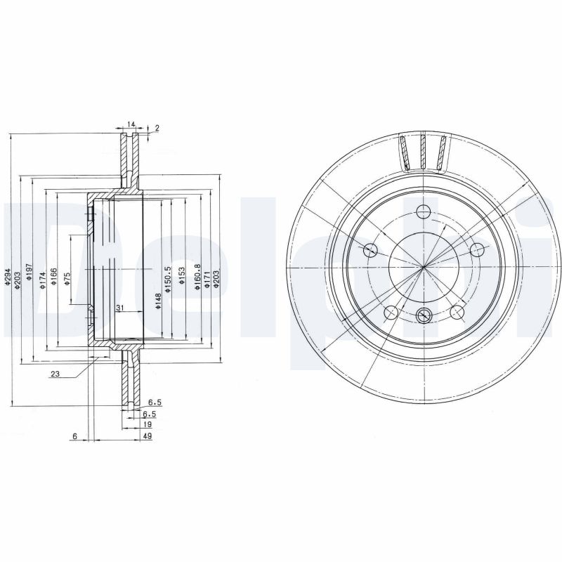 DELPHI Hátsó féktárcsa BG3530C_DEL