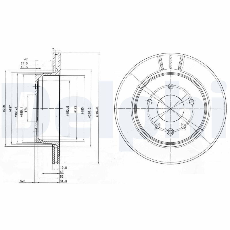 DELPHI Hátsó féktárcsa BG3542_DEL