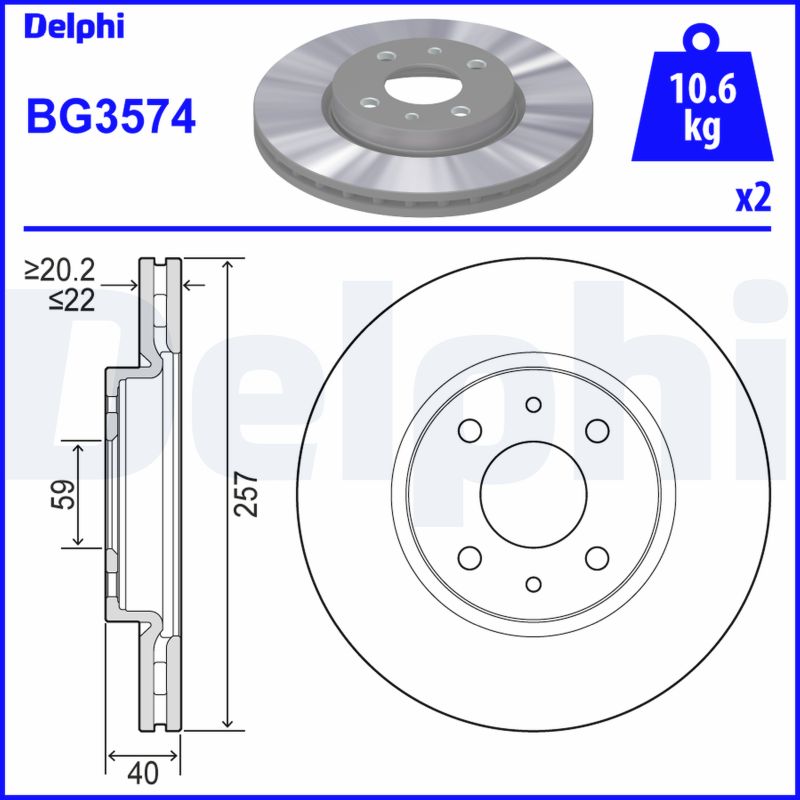 DELPHI Első féktárcsa BG3574_DEL