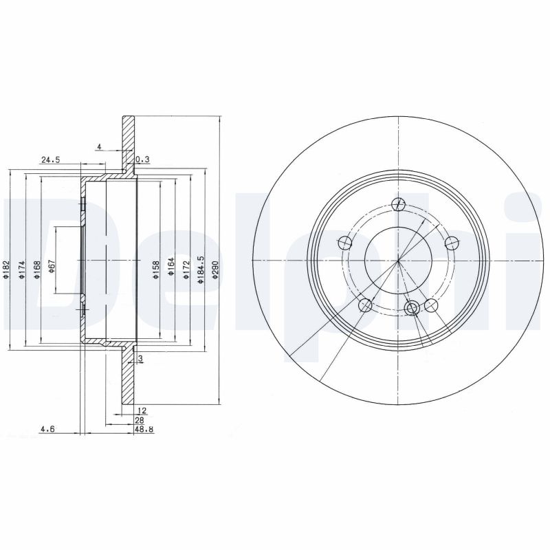 DELPHI Hátsó féktárcsa BG3602_DEL