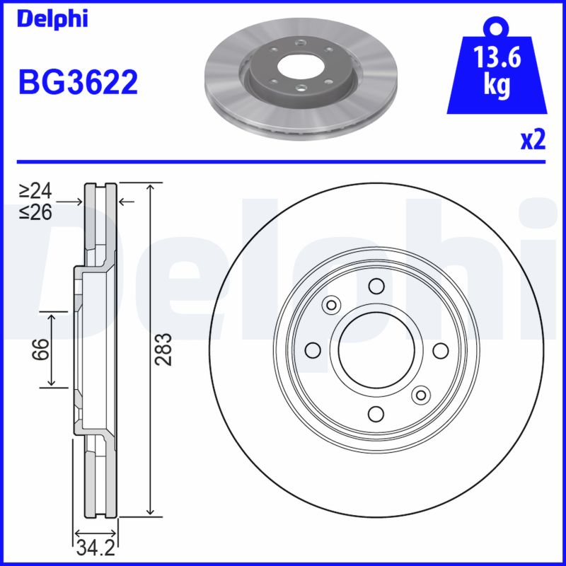 DELPHI Első féktárcsa BG3622_DEL