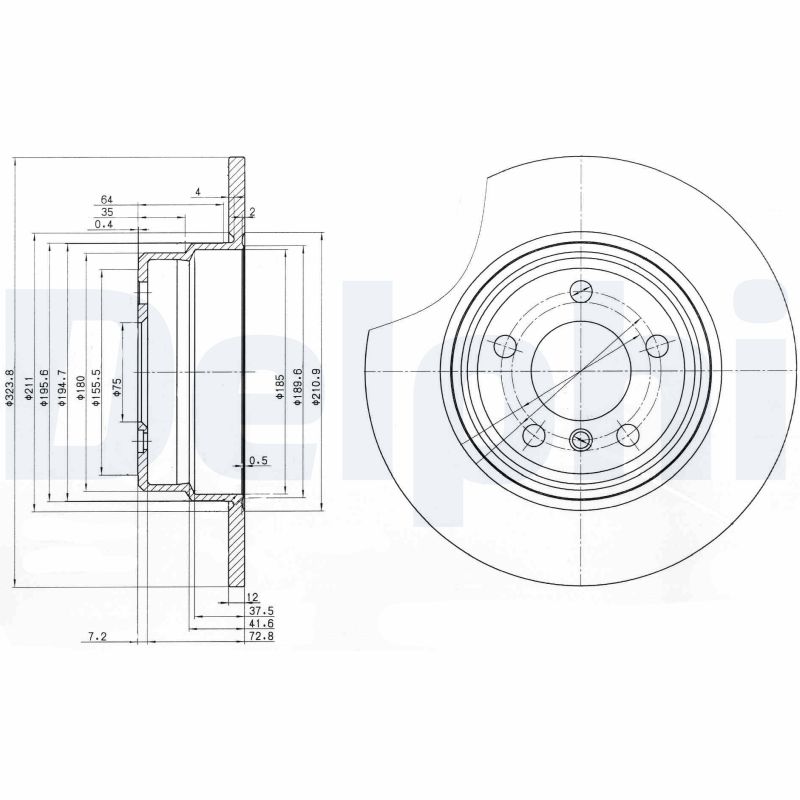 DELPHI Hátsó féktárcsa BG3629_DEL