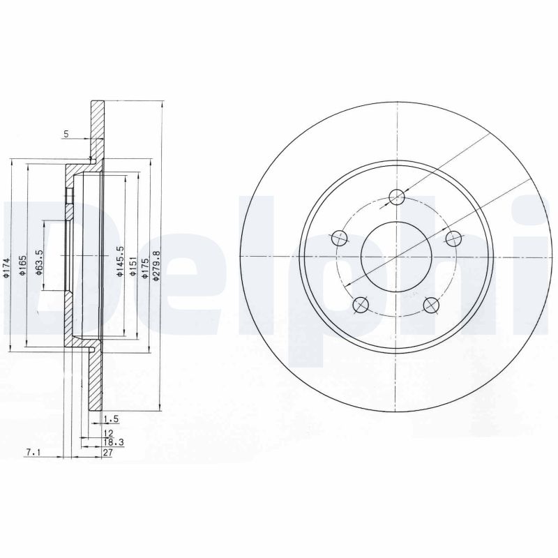 DELPHI Hátsó féktárcsa BG3663_DEL