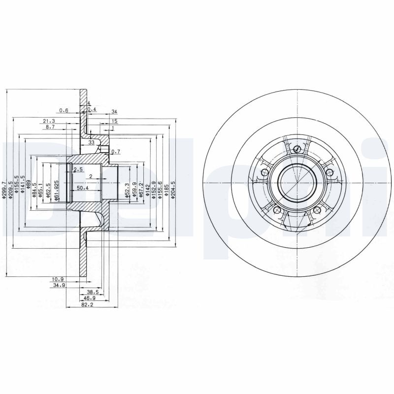 DELPHI Hátsó féktárcsa BG3686_DEL