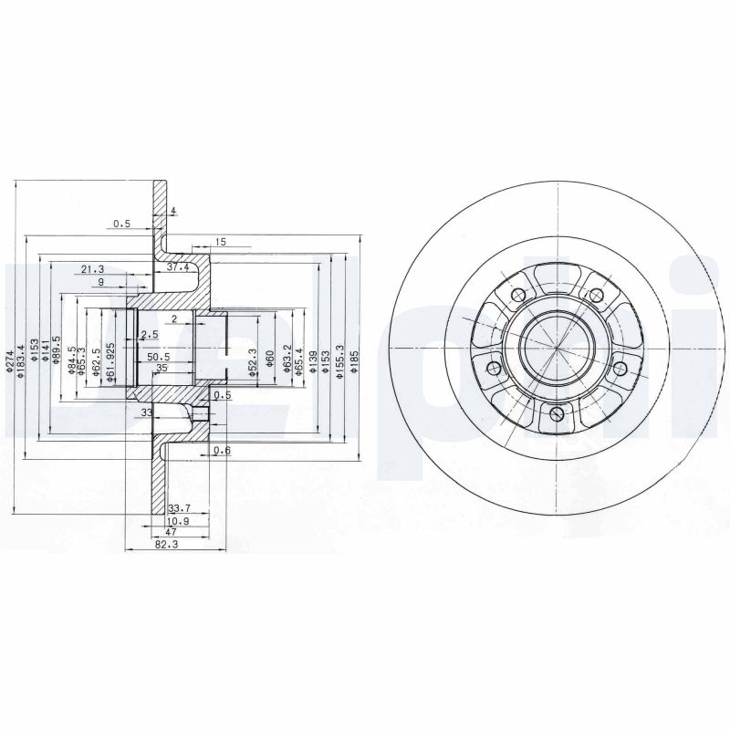 DELPHI Hátsó féktárcsa BG3689_DEL