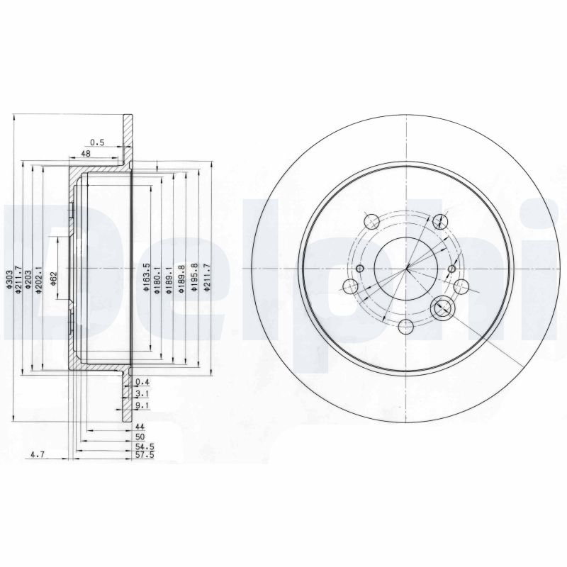 DELPHI Hátsó féktárcsa BG3691_DEL