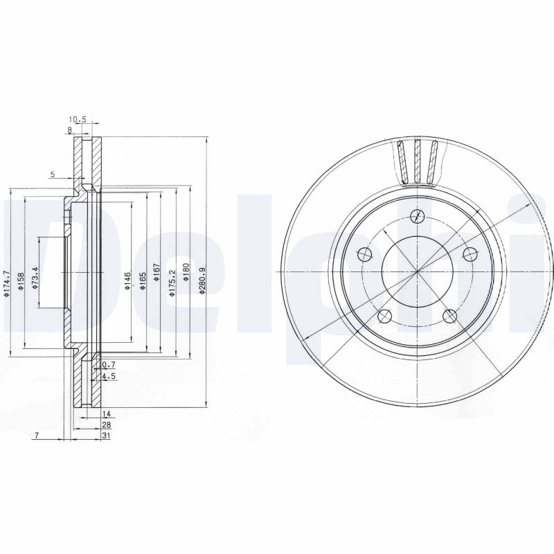 DELPHI Első féktárcsa BG3715_DEL