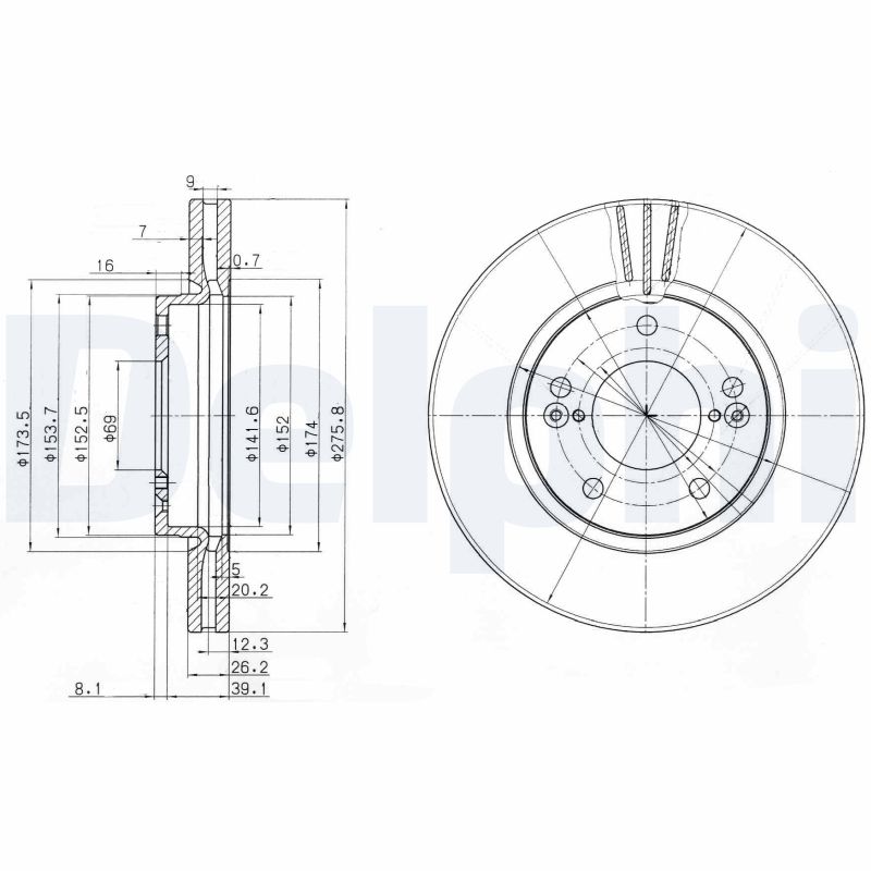 DELPHI Első féktárcsa BG3721_DEL