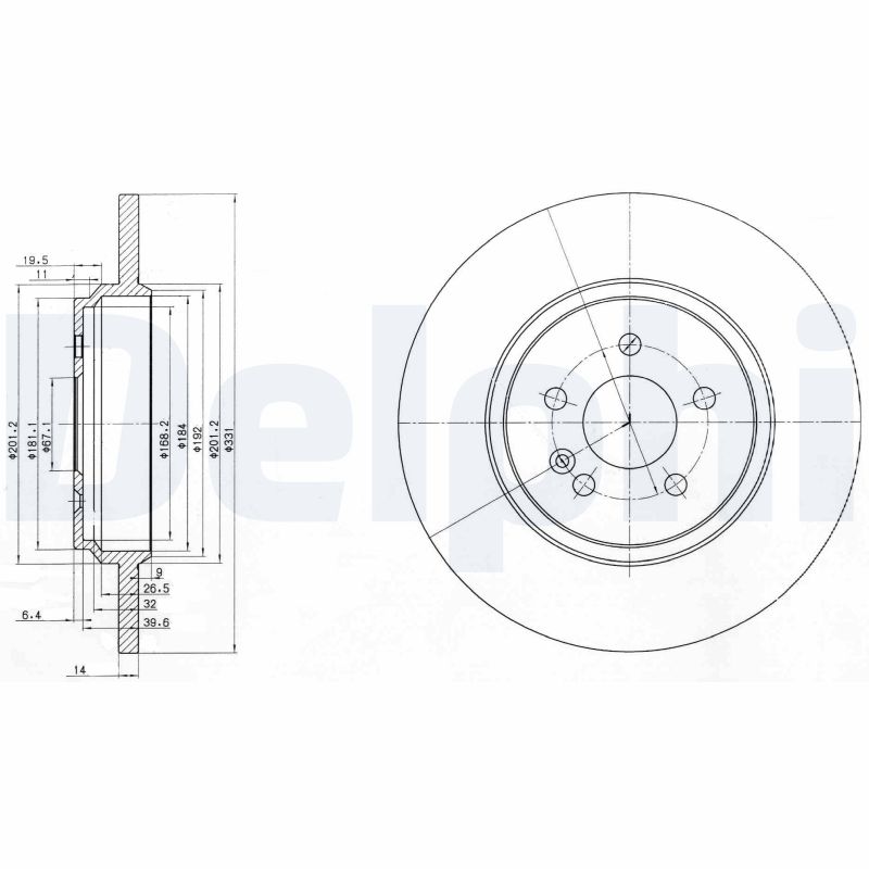 DELPHI Hátsó féktárcsa BG3728_DEL