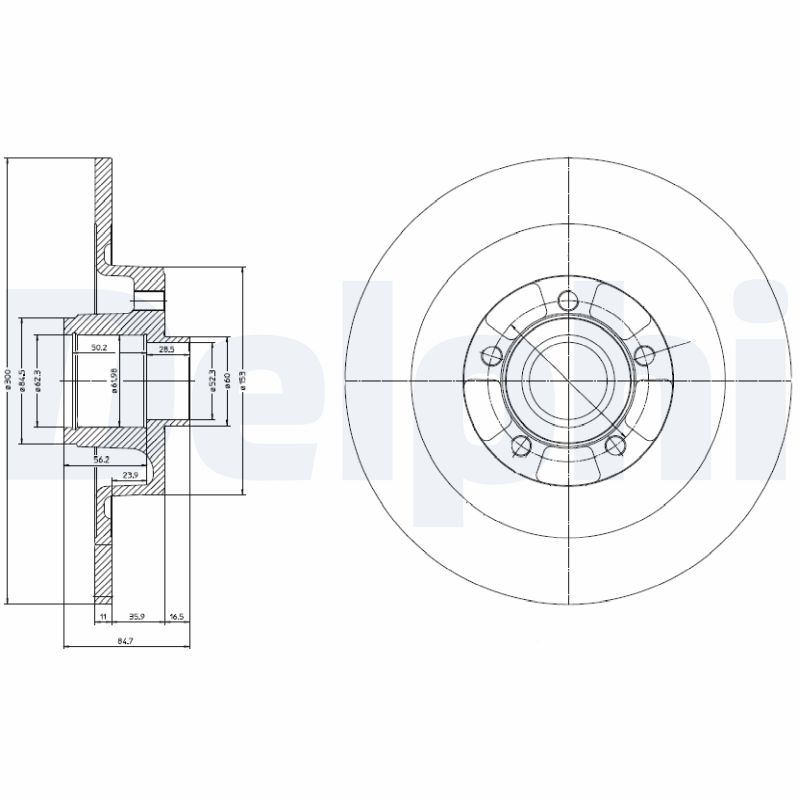 DELPHI Hátsó féktárcsa BG3732_DEL