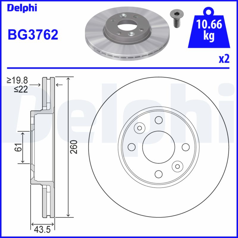 DELPHI Első féktárcsa BG3762_DEL