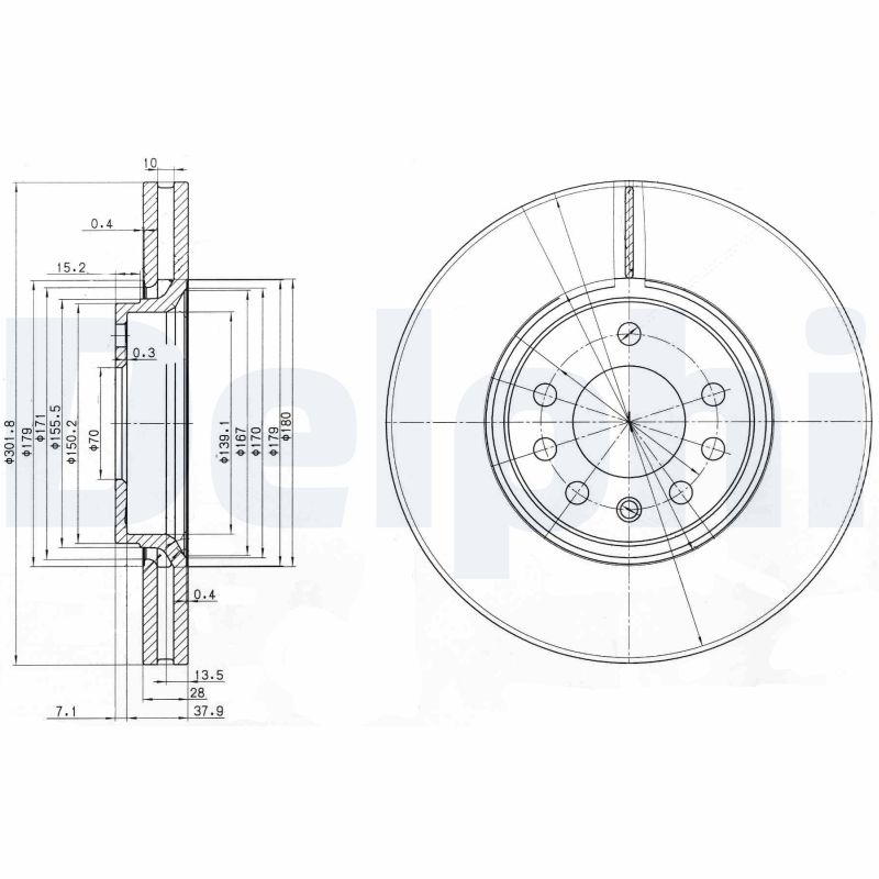 DELPHI Első féktárcsa BG3772_DEL