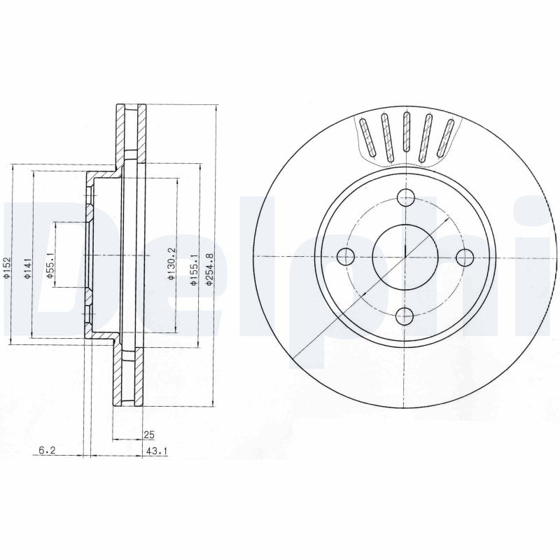 DELPHI Első féktárcsa BG3781_DEL