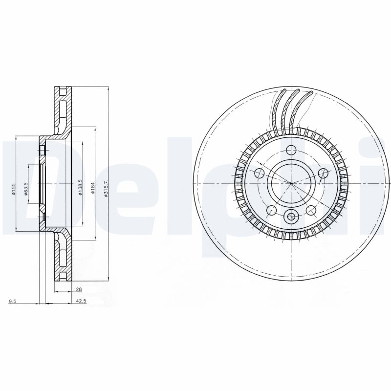 DELPHI Első féktárcsa BG3784_DEL