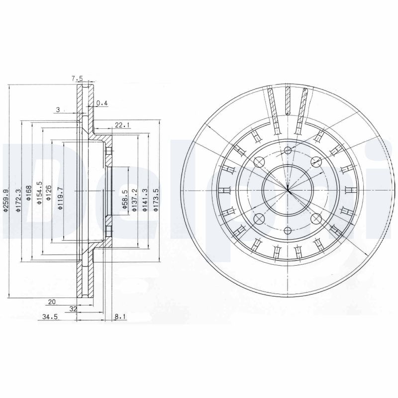 DELPHI Első féktárcsa BG3806_DEL