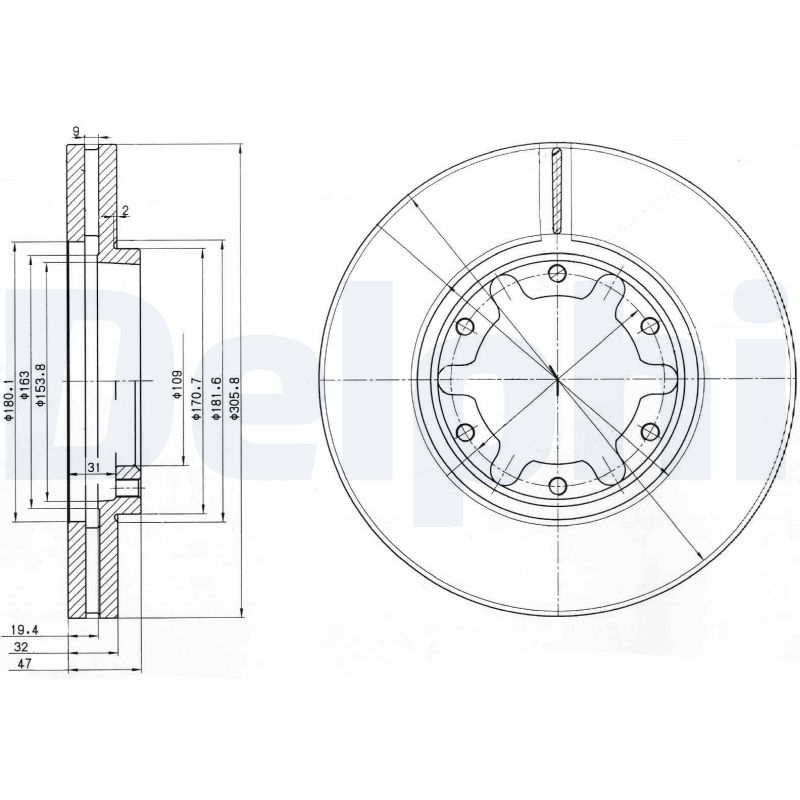 DELPHI Első féktárcsa BG3817_DEL