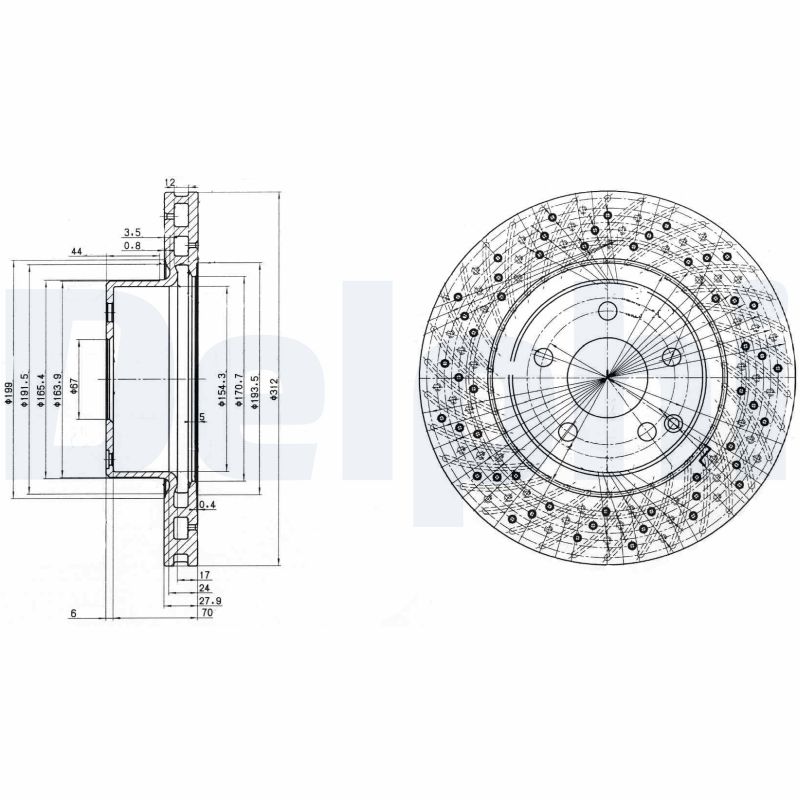 DELPHI Első féktárcsa BG3828_DEL