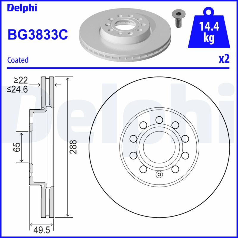 DELPHI Első féktárcsa BG3833C_DEL