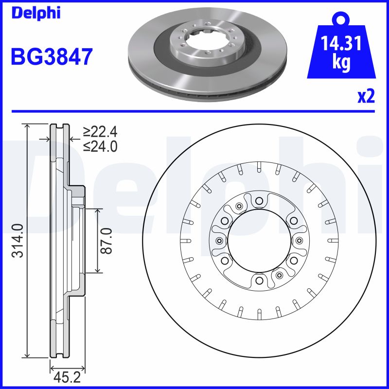 DELPHI Első féktárcsa BG3847_DEL