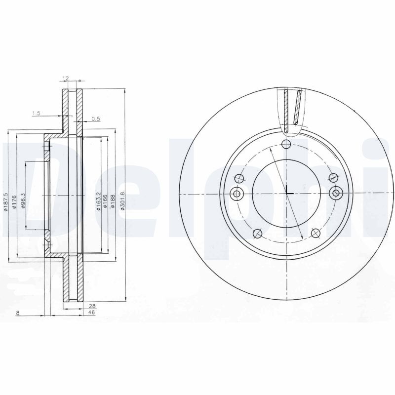 DELPHI Első féktárcsa BG3858_DEL