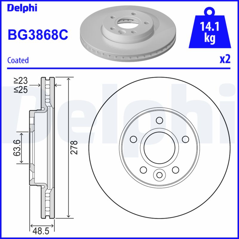 DELPHI Első féktárcsa BG3868C_DEL