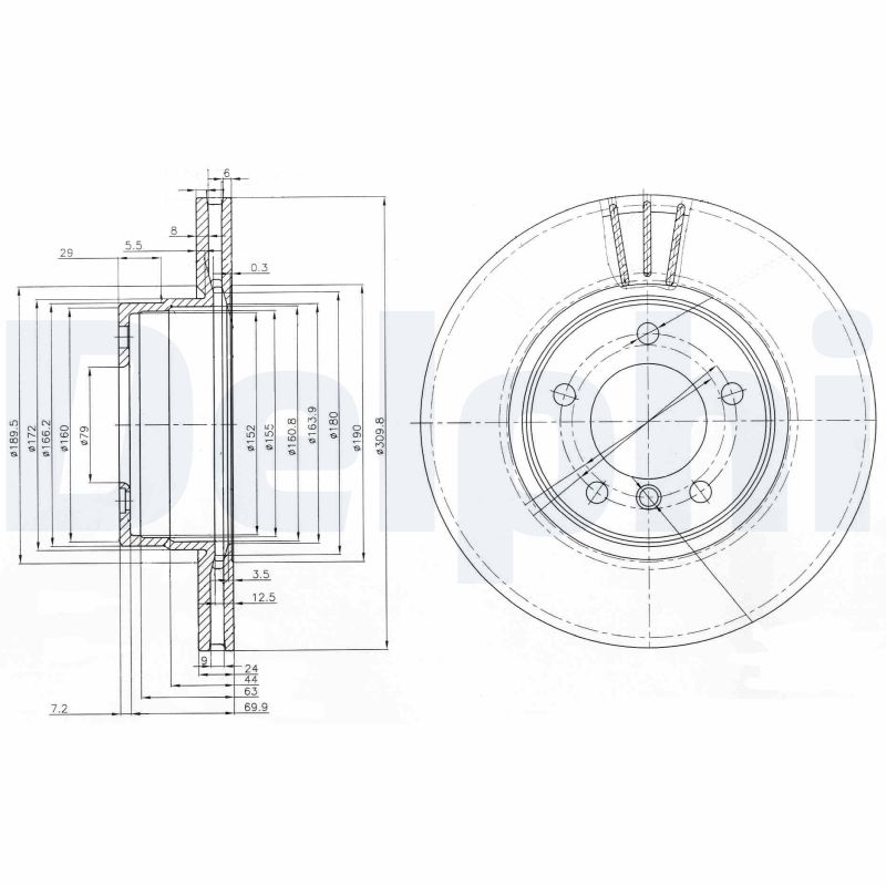 DELPHI Első féktárcsa BG3870_DEL