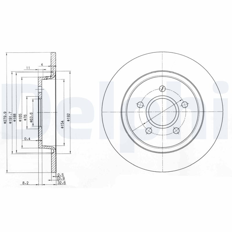 DELPHI Hátsó féktárcsa BG3897C_DEL