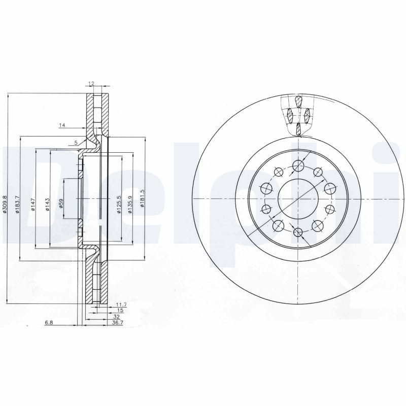 DELPHI Első féktárcsa BG3898_DEL