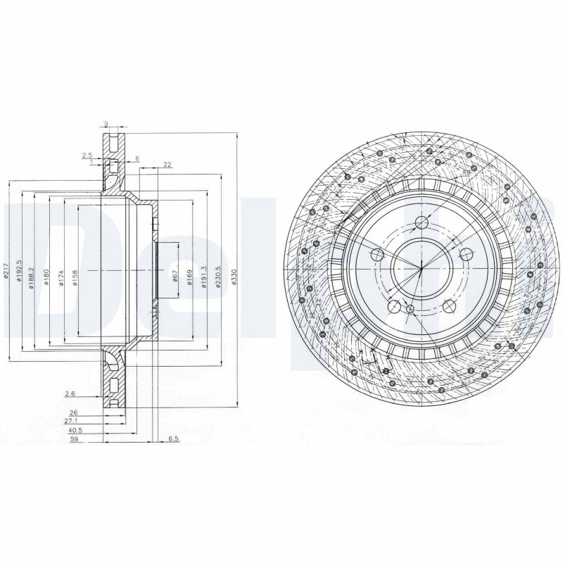 DELPHI Hátsó féktárcsa BG3917_DEL