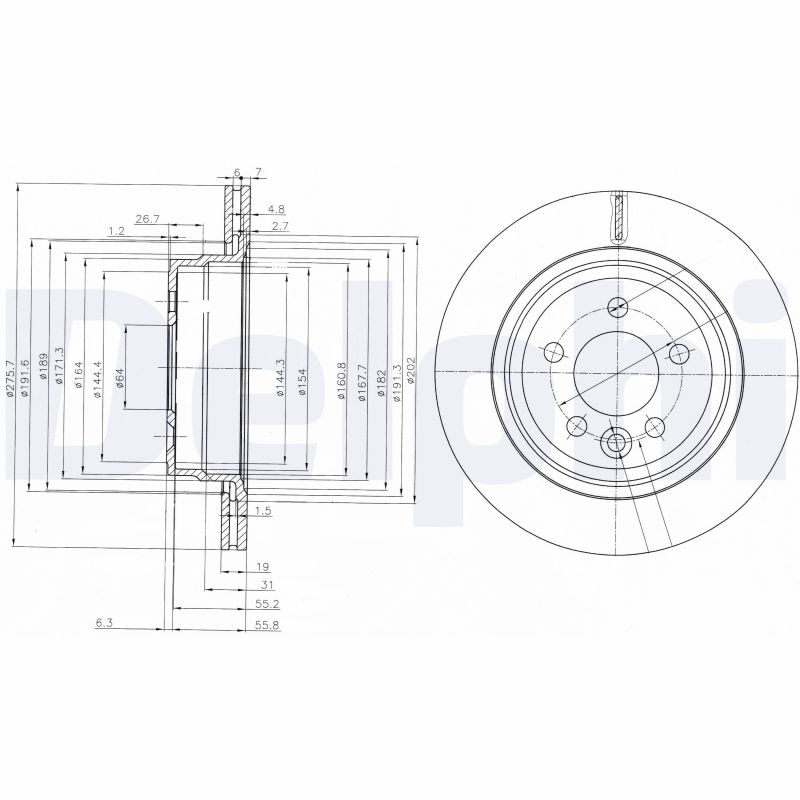 DELPHI Hátsó féktárcsa BG3919_DEL