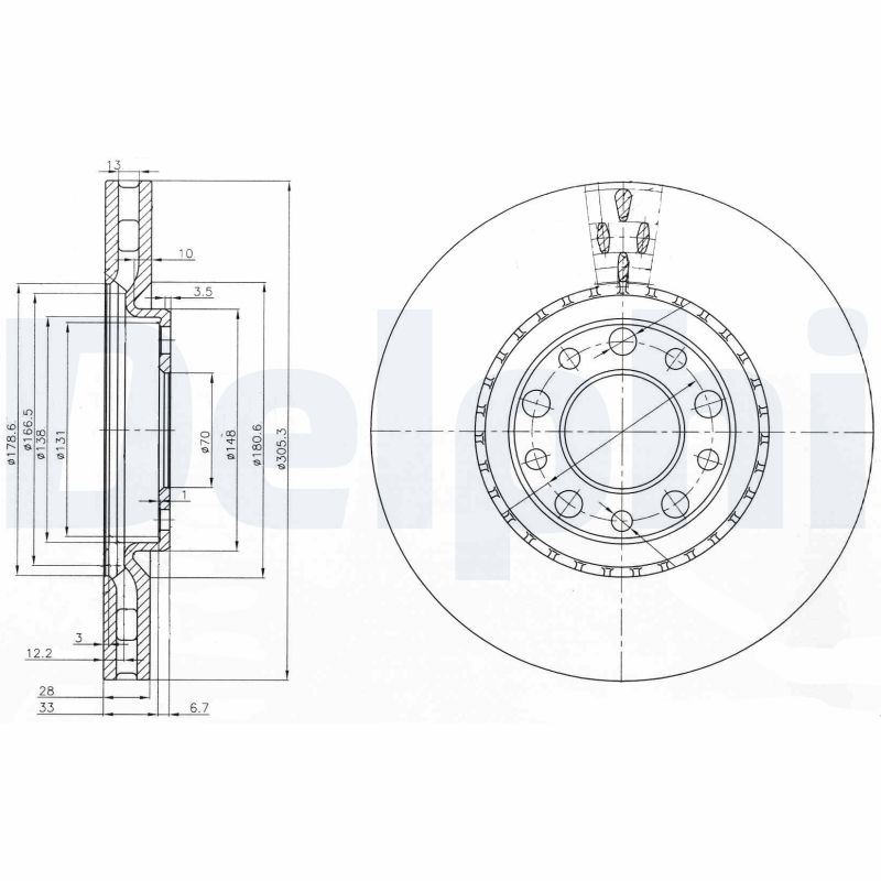 DELPHI Első féktárcsa BG3951_DEL