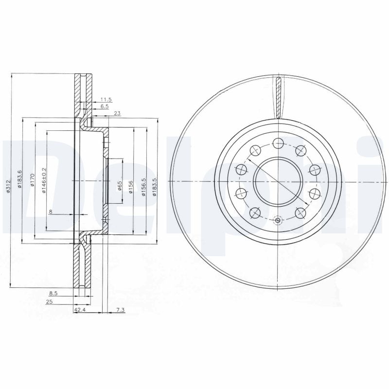 DELPHI Első féktárcsa BG3953_DEL