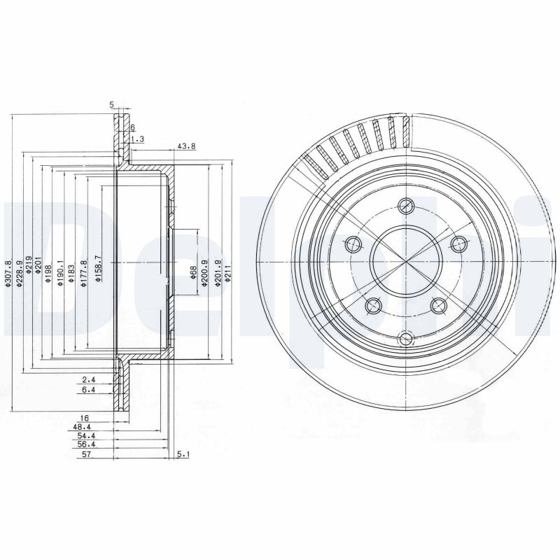 DELPHI Hátsó féktárcsa BG4041_DEL