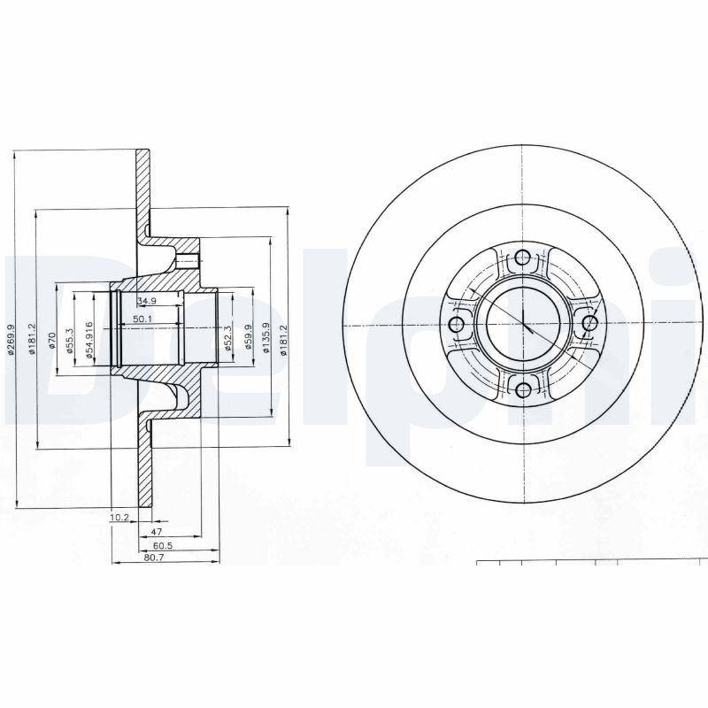 DELPHI Hátsó féktárcsa BG4044_DEL