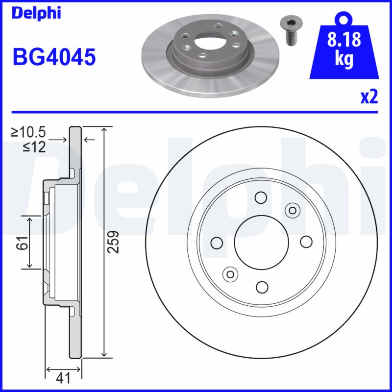 DELPHI Első féktárcsa BG4045_DEL