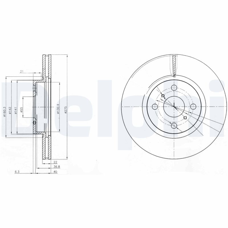 DELPHI Első féktárcsa BG4054_DEL