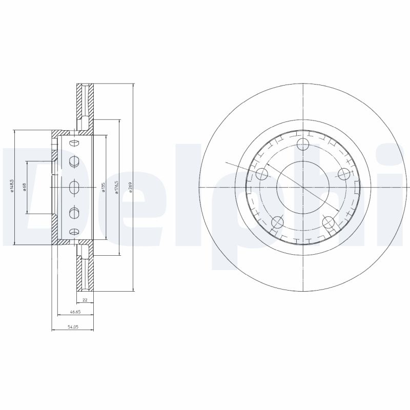 DELPHI Hátsó féktárcsa BG4057_DEL